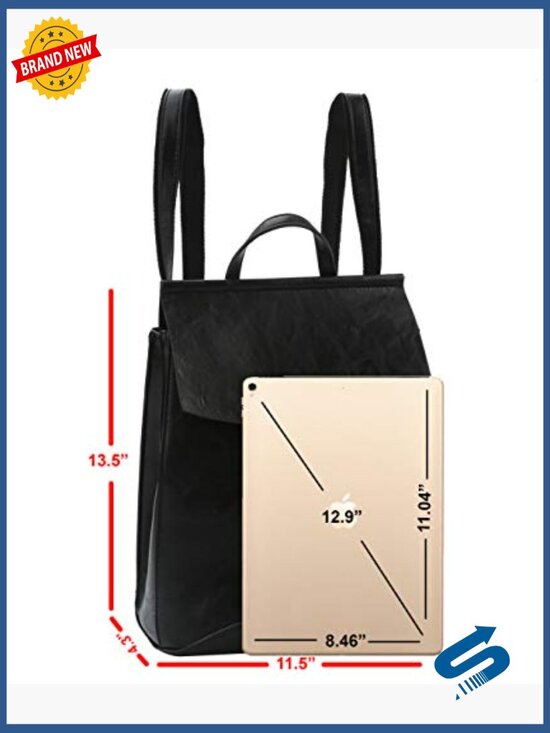 Convertible Vegan Leather Backpack Handbag Travel Work Bag main image 5